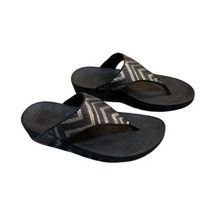 FitFlop Sequin Thong Sandals Black Comfort Flip Flops Size 9